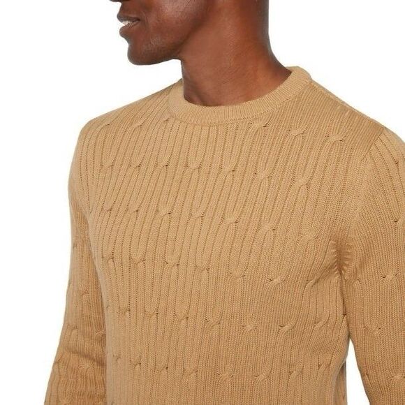 NWT Express Men's Cable Knit Sweater Pecan Size XL Pecan Brown Crewneck - Picture 3 of 8